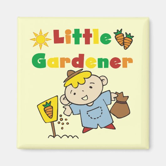 Jongen de T-shirts en de Giften van Weinig Tuinman Magneet (Voorkant)