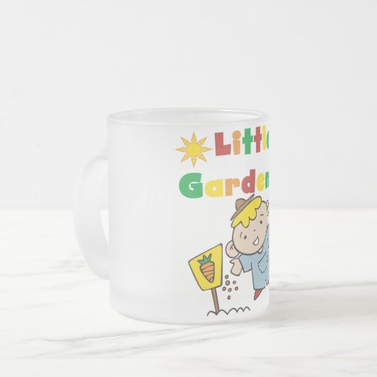 Jongen de T-shirts en de Giften van Weinig Tuinman Matglas Koffiemok (Voorkant links)