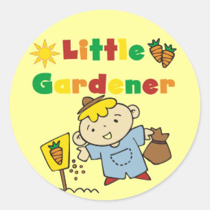 Jongen de T-shirts en de Giften van Weinig Tuinman Ronde Sticker