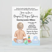 Jongen Diapers en Baby shower-invitatie Kaart (Staand voorkant)