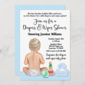Jongen Diapers en Baby shower-invitatie Kaart (Voorkant / Achterkant)