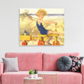  jongen die aan de strand met zandspeelgoed speelt canvas afdruk (Insitu (Woonkamer))