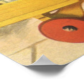  jongen die aan de strand met zandspeelgoed speelt poster (Hoek)