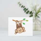 Jongen die aap zwaaien briefkaart (Staand voorkant)