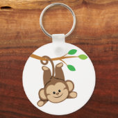 Jongen die aap zwaaien sleutelhanger (Voorkant)