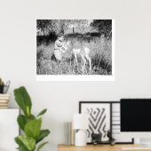 Jongen die antilope voeren poster (Thuiskantoor)