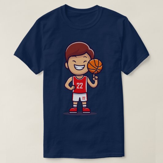 Jongen die Basketball spelen T-shirt (Design voorkant)