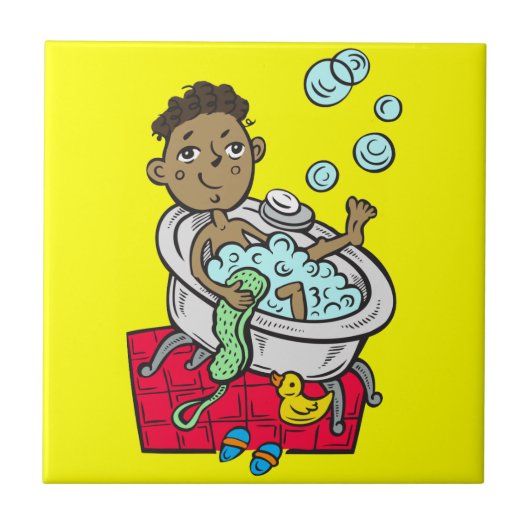 Jongen die Bath pakken Tegeltje (Voorkant)