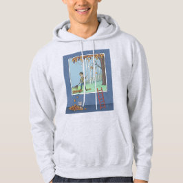 Jongen die bladeren harkt hoodie