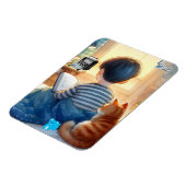 Jongen die Boeken met Zijn Kat lezen Magneet (Linkerzijde)