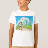 Jongen die buiten het ziekenhuis wordt gespoten t-shirt (Voorkant)
