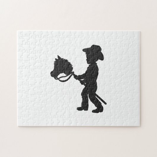 Jongen die Cowboy spelen - Kies achtergrondkleur Legpuzzel (Horizontaal)