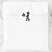 Jongen die Cowboy spelen - Kies achtergrondkleur Ronde Sticker (Tas)
