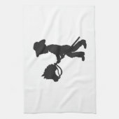 Jongen die Cowboy spelen - Kies achtergrondkleur Theedoek (Verticaal)