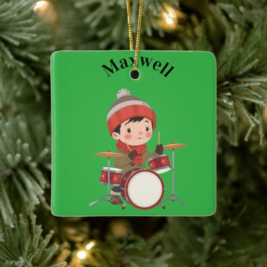 jongen die drum speelt Kerst ornament (Boom)