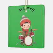 jongen die drum speelt Kerst ornament (Links)