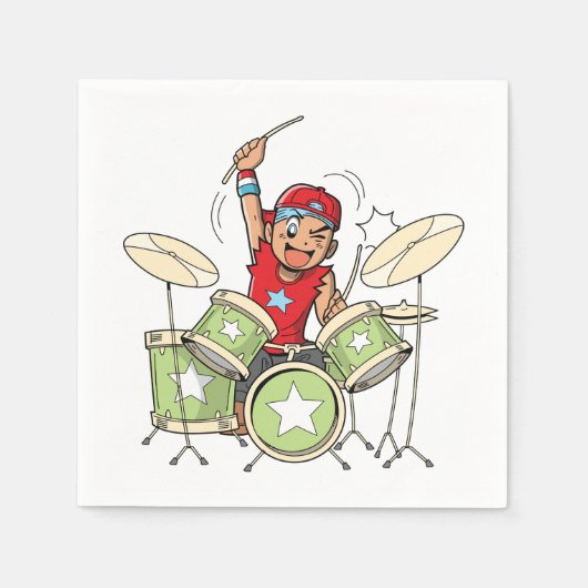 Jongen die drums speelt Papieren servetten (Voorkant)