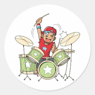 Jongen die Drums Stickers spelen