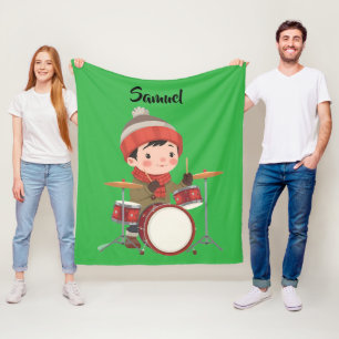 jongen die drumt Kerstvliesdeken Fleece Deken
