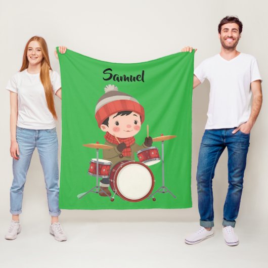 jongen die drumt Kerstvliesdeken Fleece Deken (In situ)
