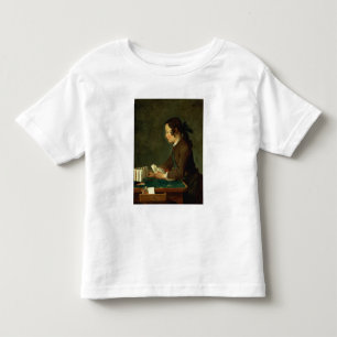 Jongen die een Castle of Cards (olie op canvas) bo Kinder Shirts