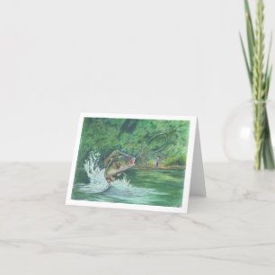 Jongen die een Fish Note-Kaart vangt Bedankkaart