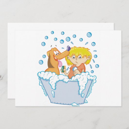 Jongen die een hond uitnodigen kaart (Voorkant / Achterkant)