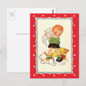  jongen die een Keuter met Racing Puppies houdt Briefkaart (Voorkant / Achterkant)