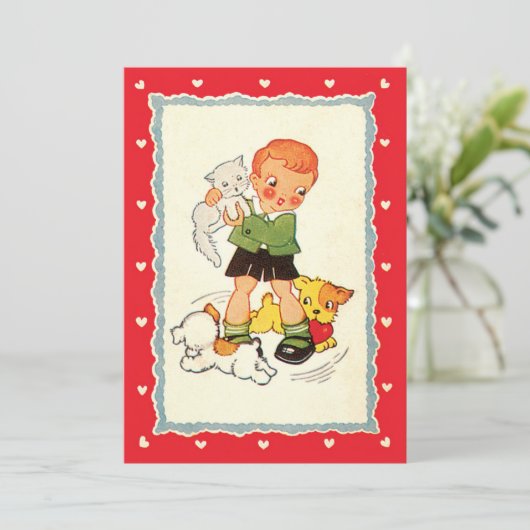  jongen die een kitten redt van race-Puppies (Staand voorkant)