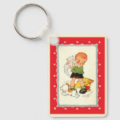 jongen die een kitten redt van race-Puppies Sleutelhanger (Voorkant)