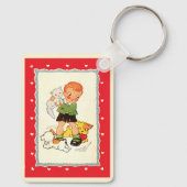 jongen die een kitten redt van race-Puppies Sleutelhanger (Achterkant)