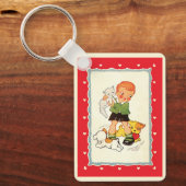 jongen die een kitten redt van race-Puppies Sleutelhanger (Voorkant)