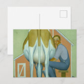 Jongen die een Koe melken, 1932 van Grant Wood Briefkaart (Voorkant / Achterkant)