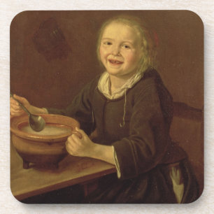 Jongen die een pap eten (olie op doek) bier onderzetter