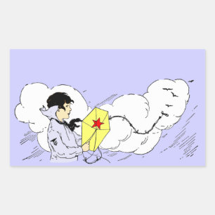 Jongen die een Sticker van de Kunst van de Vlieger