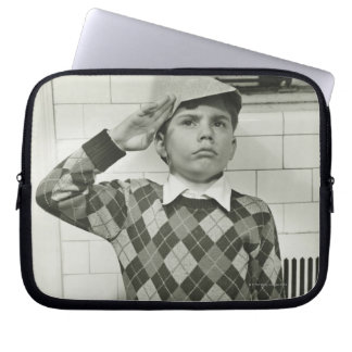 Jongen die een Wooden Sword vasthouden Laptop Sleeve