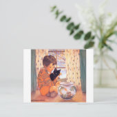 Jongen die een zwarte kat vasthoudt, Jessie Willco Briefkaart (Staand voorkant)