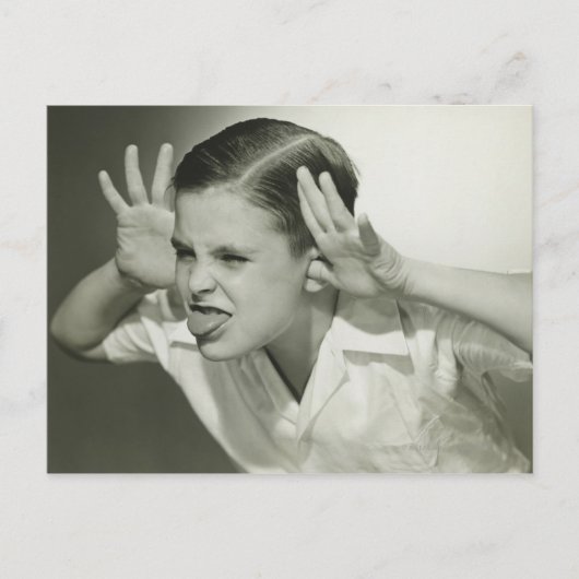 Jongen die gezicht maken briefkaart (Voorkant)