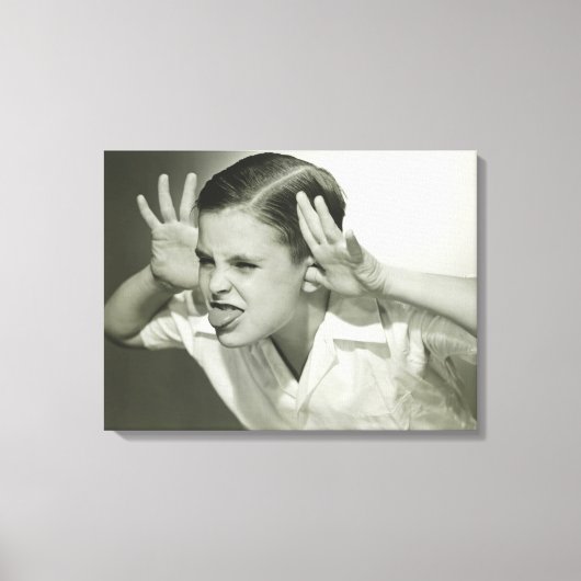 Jongen die gezicht maken canvas afdruk (Voorkant)