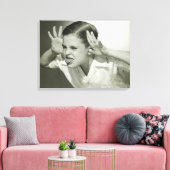 Jongen die gezicht maken canvas afdruk (Insitu (Woonkamer))