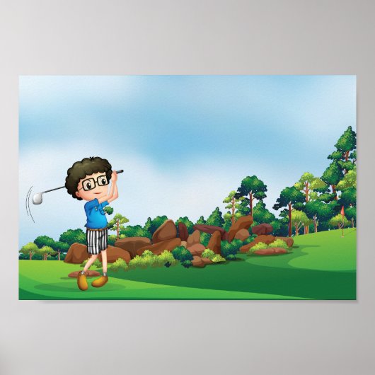Jongen die Golf spelen Poster (Voorkant)