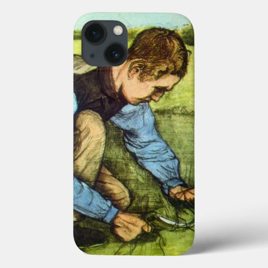 Jongen die gras knipt met sikkel door Vincent van Case-Mate iPhone Case (Achterkant)