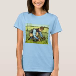 Jongen die gras knipt met sikkel door Vincent van T-shirt