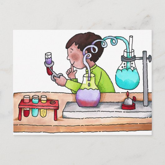 Jongen die het Experiment van de Wetenschap doen Briefkaart (Voorkant)