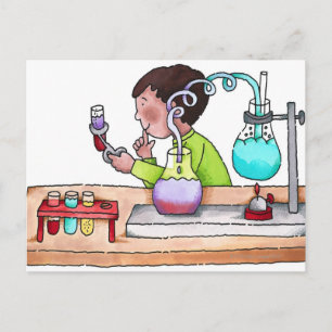 Jongen die het Experiment van de Wetenschap doen Briefkaart