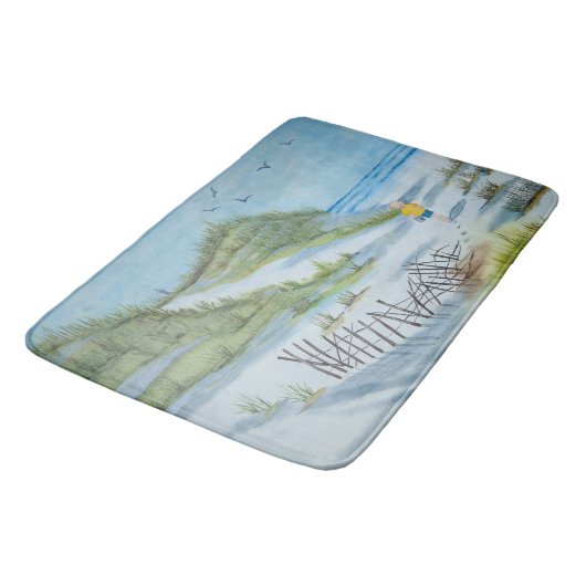 Jongen die het strand rondlopen badmat (Gekanteld)