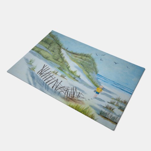 Jongen die het strand rondlopen deurmat (Schuin)