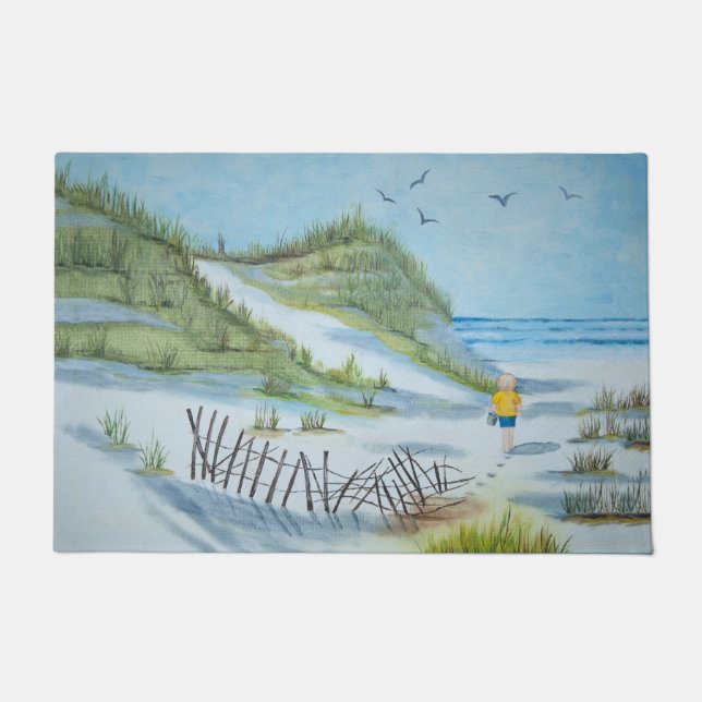 Jongen die het strand rondlopen deurmat (Voorkant)