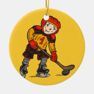 Jongen die Hockey spelen Keramisch Ornament