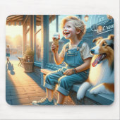 Jongen die Ijskegel Eten Muismat (Voorkant)